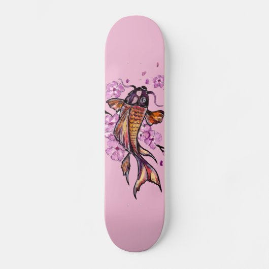 Golden Koi Carp en Roze bloesems Persoonlijk Skateboard (Voorkant)