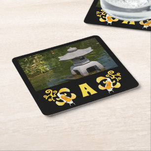 Golden Koi fotoMonogram Kartonnen Onderzetters