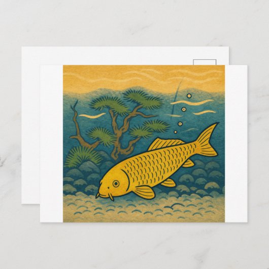 Golden Koi Japanese Art Briefkaart (Voorkant / Achterkant)