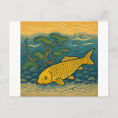 Golden Koi Japanese Art Briefkaart (Voorkant)