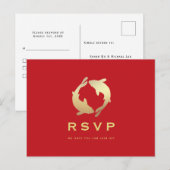 Golden Koi RSVP Wedding Briefkaart (Voorkant / Achterkant)