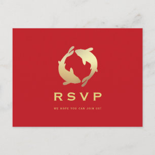 Golden Koi RSVP Wedding Briefkaart