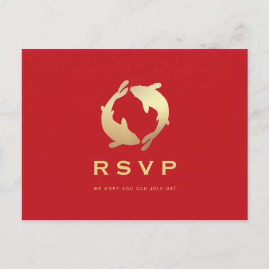 Golden Koi RSVP Wedding Briefkaart (Voorkant)