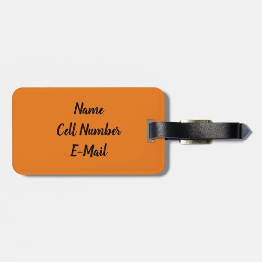 Golden Kokopelli-symbool met flute Oranje strepen Bagagelabel (Achterkant horizontaal)