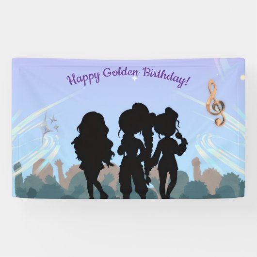 Golden KPOP birthday  Spandoek (Horizontaal)