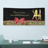 Golden kroonluipaard met rode haarzout spandoek (Beurs)