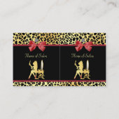 Golden kroonluipaard met rode haarzout visitekaartje (Achterkant)