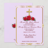 Golden Kruis met roodrozen katholiek Kaart (Voorkant / Achterkant)