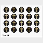 Golden kruis ronde sticker (Vel)