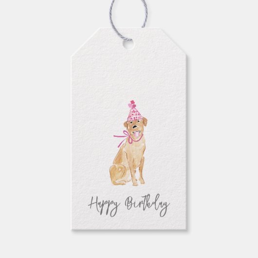 Golden Lab Dog Happy Birthday Pet Pet Sweet Cadeaulabel (Voorkant)