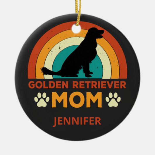 Golden Lab Dog Mom Sunset gepersonaliseerd Keramisch Ornament (Voorkant)