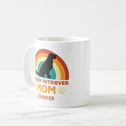  Golden Lab Dog Mom Sunset gepersonaliseerd Koffiemok (Voorkant links)