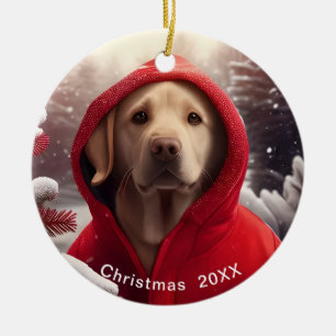 Golden Lab kerstdatum of voeg Pet Photo toe Keramisch Ornament