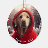 Golden Lab kerstdatum of voeg Pet Photo toe Keramisch Ornament (Links)