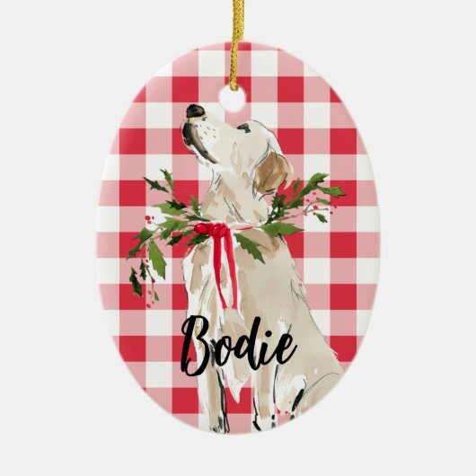 Golden Lab Kerstmis Keramisch Ornament (Voorkant)