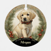 Golden Lab Puppy's eerste kerst Ornament (Voorkant)