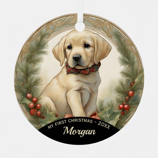Golden Lab Puppy's eerste kerst Ornament (Voorkant)