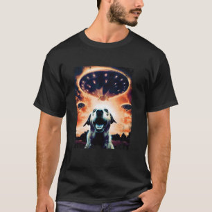 Golden Lab Selfie Houd Kalm Aliens Invasie UFO's S T-shirt
