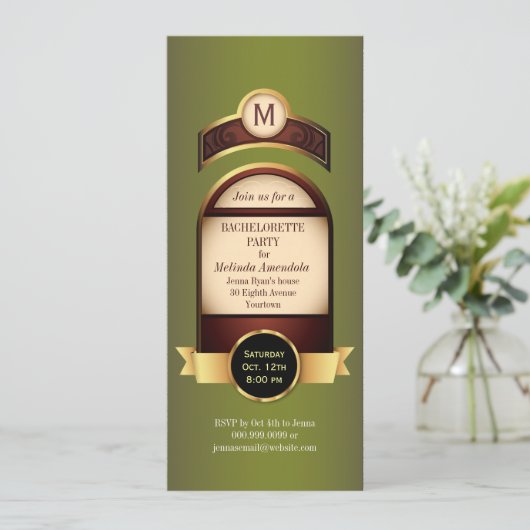 Golden Label Bachelorette uitnodiging (Staand voorkant)