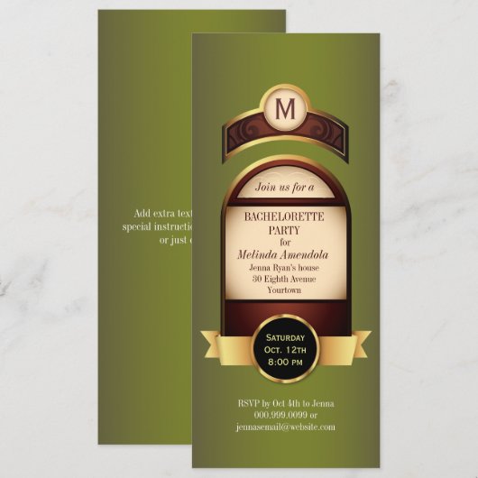 Golden Label Bachelorette uitnodiging (Voorkant / Achterkant)