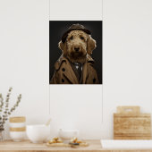Golden Labradoodle drukte als Sherlock Holmes Poster (Keuken)
