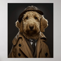 Golden Labradoodle drukte als Sherlock Holmes