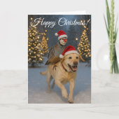 Golden Labrador and Partridge Christmas card Feestdagen Kaart (Voorkant)