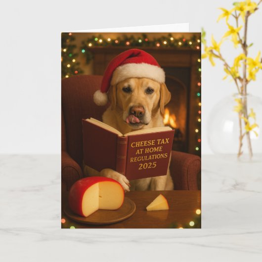 Golden Labrador Cheese Tax Christmas Holiday card Kaart (Gele Bloem)