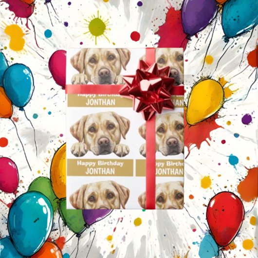 Golden Labrador gelukkige verjaardag schattig Cadeaupapier