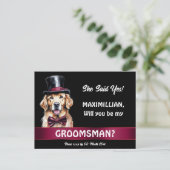 Golden labrador hond groomsmen voorstel bruiloft briefkaart (Staand voorkant)