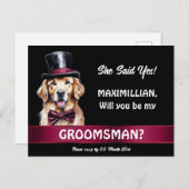 Golden labrador hond groomsmen voorstel bruiloft briefkaart (Voorkant / Achterkant)
