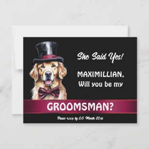 Golden labrador hond groomsmen voorstel bruiloft briefkaart