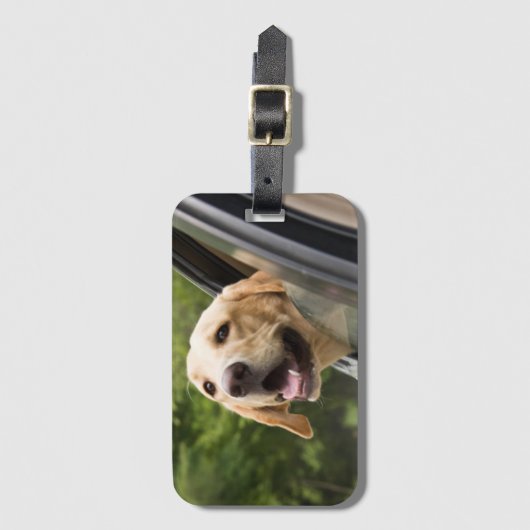 Golden Labrador in Rearview Mirror Bagagelabel (Voorkant (verticaal))