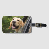 Golden Labrador in Rearview Mirror Bagagelabel (Voorkant (horizontaal))
