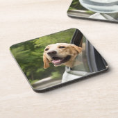 Golden Labrador in Rearview Mirror Bier Onderzetter (Linkerzijde)
