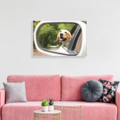 Golden Labrador in Rearview Mirror Canvas Afdruk (Insitu (Woonkamer))
