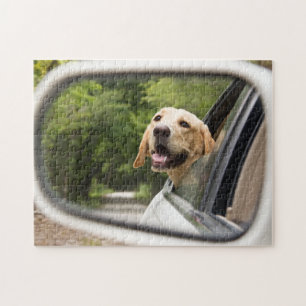 Golden Labrador in Rearview Mirror Legpuzzel