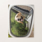 Golden Labrador in Rearview Mirror Legpuzzel (Verticaal)