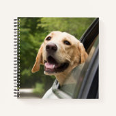 Golden Labrador in Rearview Mirror Notitieboek (Voorkant)