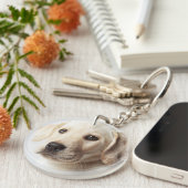 Golden Labrador Puppy Closeup Sleutelhanger (Voorkant Rechts)