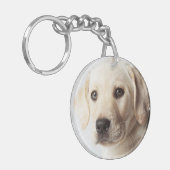 Golden Labrador Puppy Closeup Sleutelhanger (Voorkant Links)