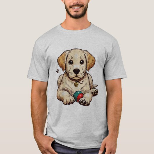 Golden Labrador Puppy Illustratie T-shirt (Voorkant)