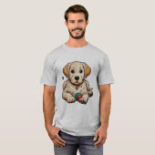 Golden Labrador Puppy Illustratie T-shirt (Voorkant volledig)