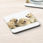 Golden Labrador Puppy Pile Bier Onderzetter (Linkerzijde)