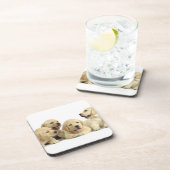 Golden Labrador Puppy Pile Bier Onderzetter (Rechterzijde)