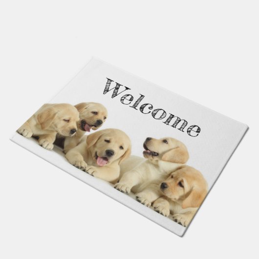 Golden Labrador Puppy Pile Deurmat (Schuin)