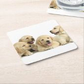 Golden Labrador Puppy Pile Kartonnen Onderzetters (Schuin)