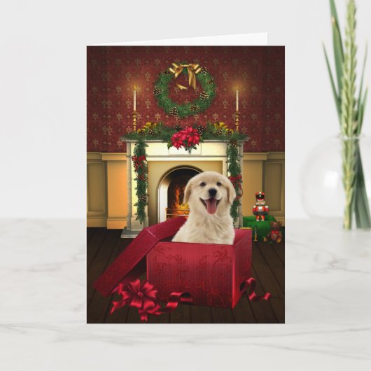 Golden Labrador Retiever Christmas Feestdagen Kaart (Voorkant)