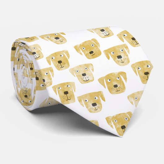 Golden Labrador Retriever Dog Cute Pattern Stropdas (Opgerold)