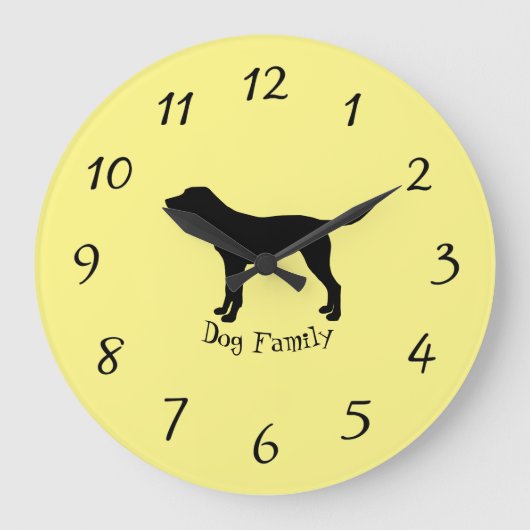 Golden labrador Silhouette Large Clock Grote Klok (Voorkant)